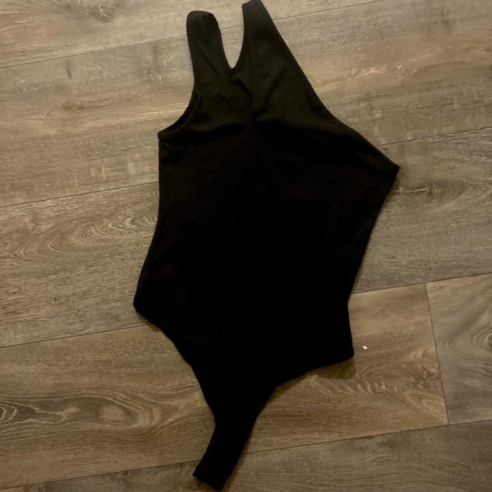 New Black Ribbed Missguided Bodysuit